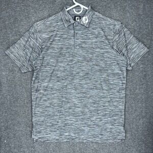 FootJoy Polo Shirt Mens L Heather Gray Tour Issue Collar Logo Performance